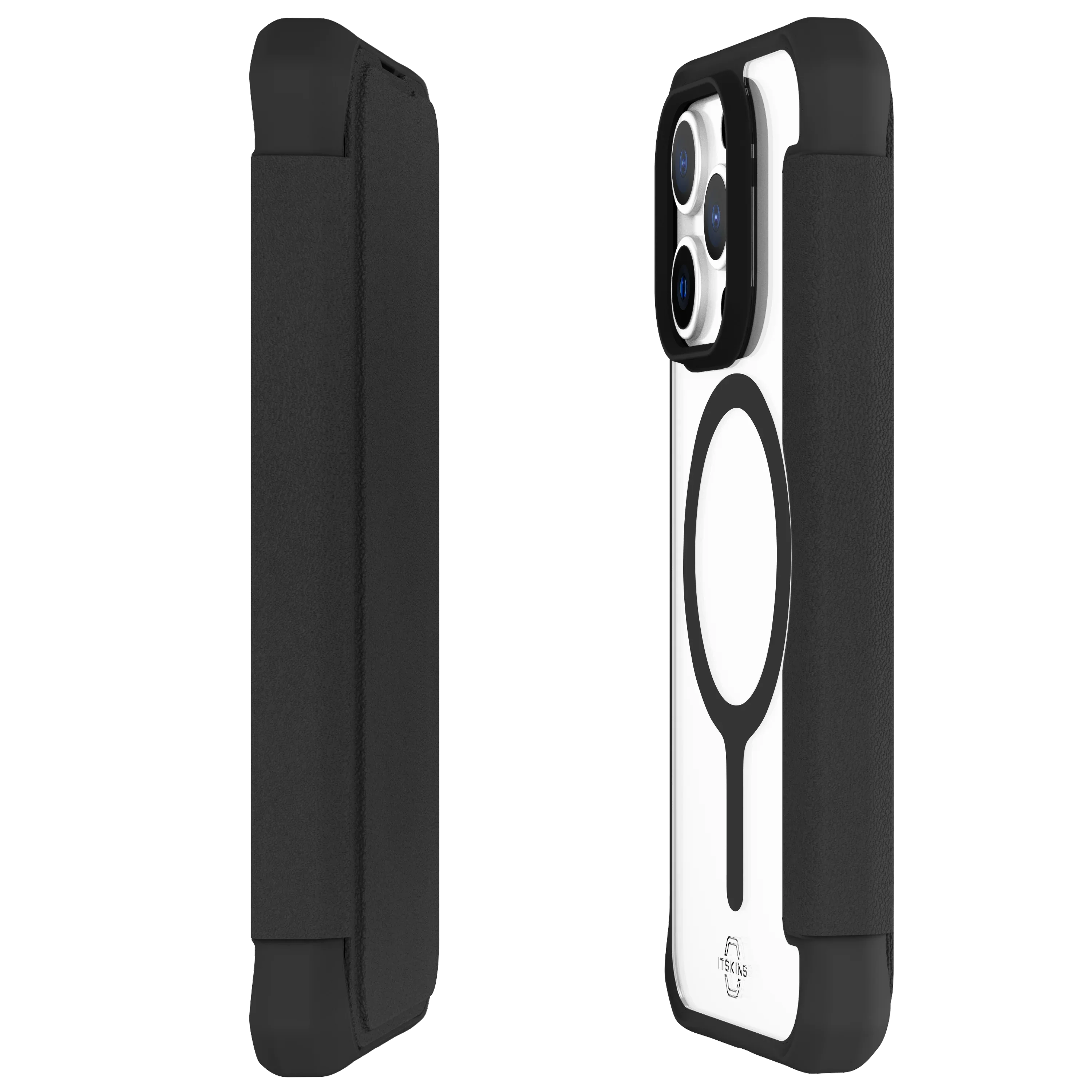 Itskins Hybrid Magfolio iPhone 15 Pro Max Leather Case - Black - Tashqila Itskins Hybrid Magfolio iPhone 15 Pro Max Leather Case - Black - Tashqila